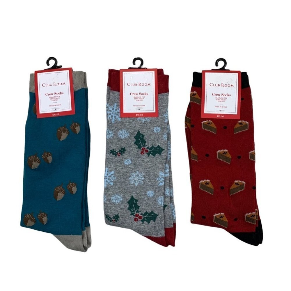 Club Room Mens Holiday Crew Socks Three Pairs One Size